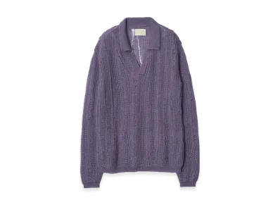 YOKE Silk Kid Mohair Wool Skipper Sweater "Lavendor"