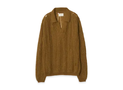 YOKE Silk Kid Mohair Wool Skipper Sweater "Mustard"