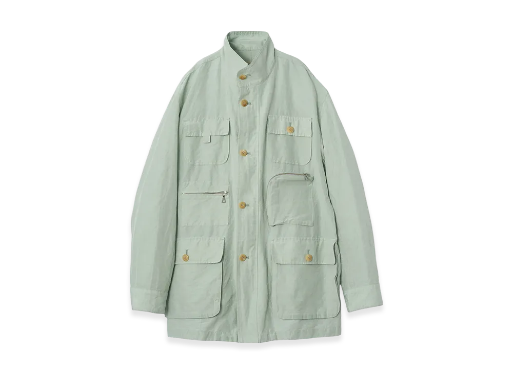 YOKE Acetate Linen Cotton Dungaree Washer Photographer Jacket "Light Green"