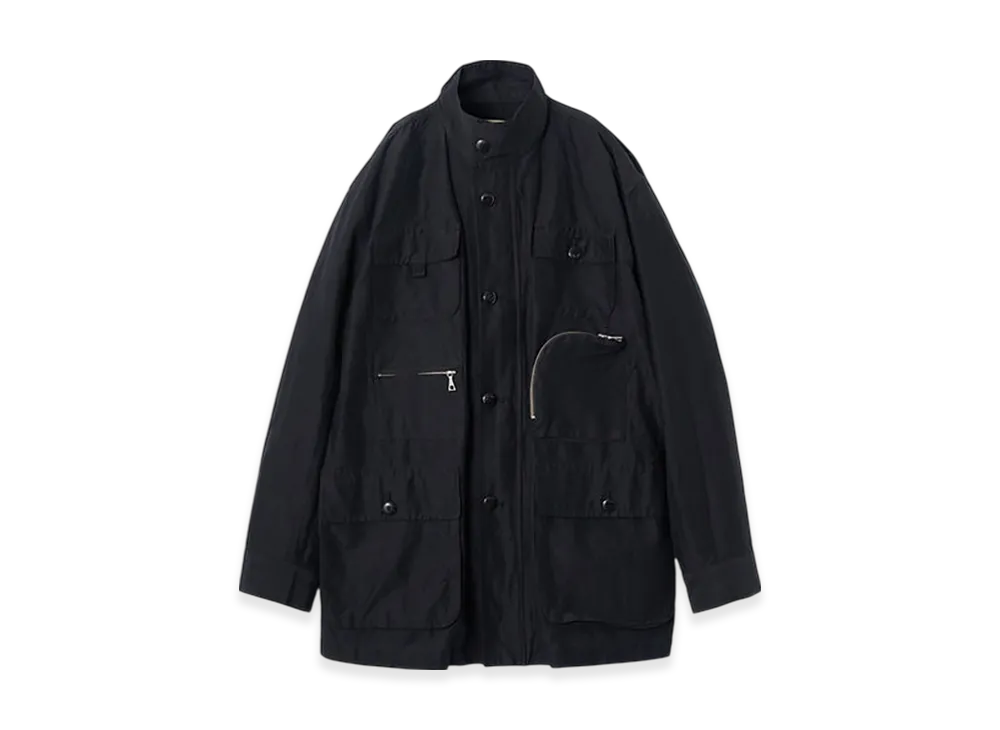 YOKE Acetate Linen Cotton Dungaree Washer Photographer Jacket "Black"