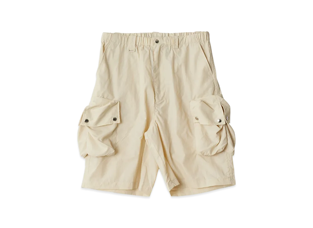 YOKE Light Nylon Taslan Multi Pockets Utility Shorts "Ecru"