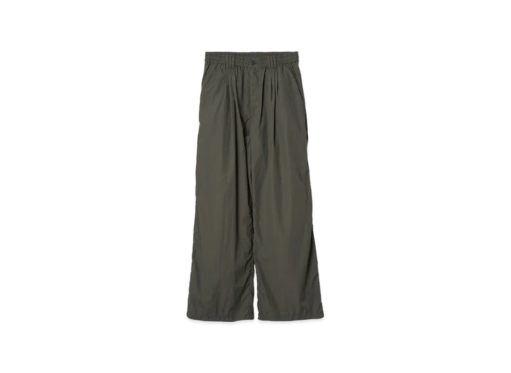 YOKE Light Nylon Taslan 3Pleated Wide-Leg Easy Trousers "Khaki"