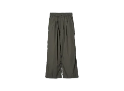 YOKE Light Nylon Taslan 3Pleated Wide-Leg Easy Trousers "Khaki"