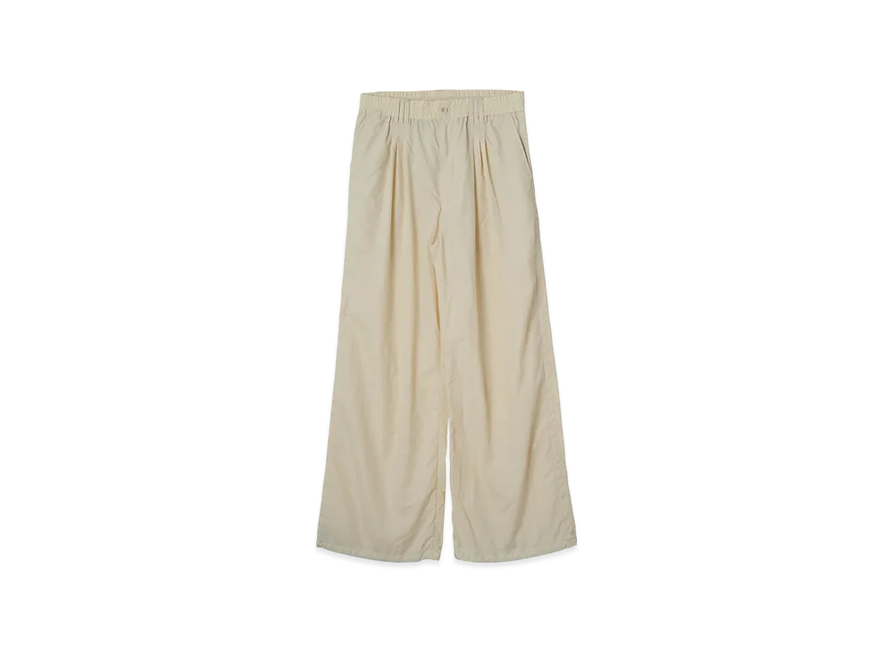 YOKE Light Nylon Taslan 3Pleated Wide-Leg Easy Trousers "Ecru"