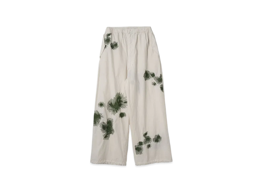 YOKE Cotton Typewriter Cloth Embroidery Over Pants "Fog White"