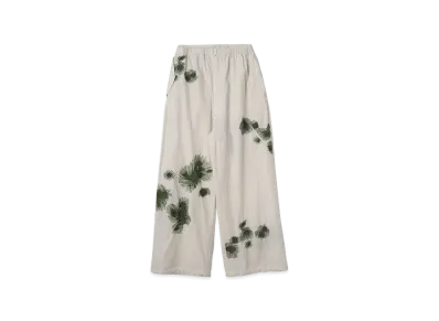 YOKE Cotton Typewriter Cloth Embroidery Over Pants "Fog White"