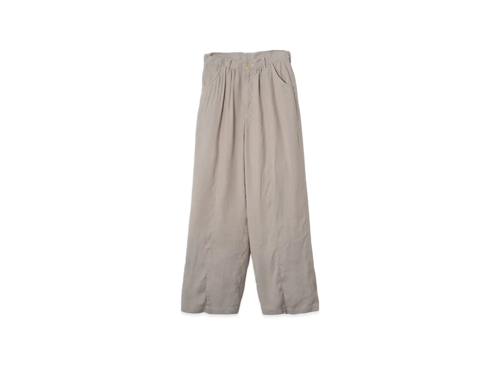 YOKE Linen Acetate Front Gather Wide Trousers "Gray"