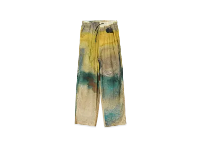 YOKE Landscape Printed Cotton Silk Rayon Twill Easy Pants "Yellow"
