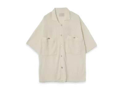 YOKE Cotton Sheer Knit Open Collar Shirt "Ecru"