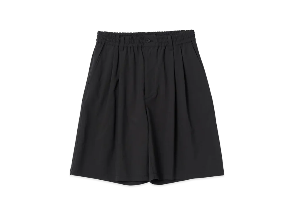 YOKE Super120'S Fine Wool Washer Tropical Wide-Leg Easy Shorts "Black"