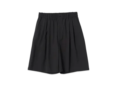 YOKE Super120'S Fine Wool Washer Tropical Wide-Leg Easy Shorts "Black"