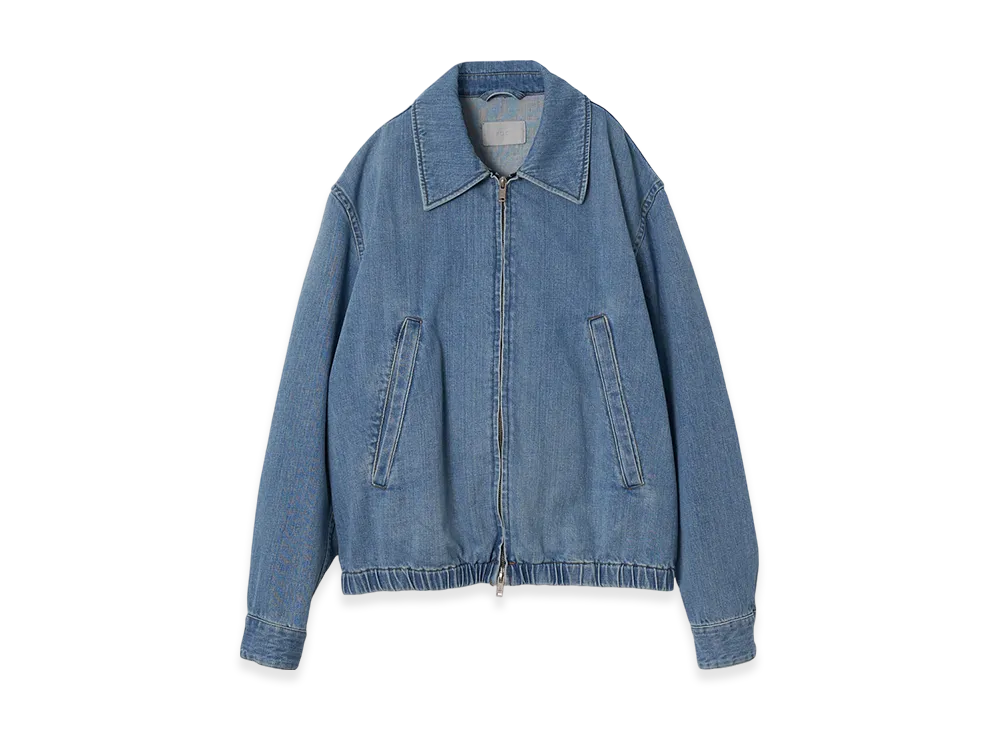 YOKE 12OZ Cotton Bleached Denim Front Zip Blouson "Light Indigo"