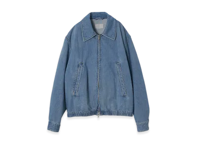 YOKE 12OZ Cotton Bleached Denim Front Zip Blouson "Light Indigo"