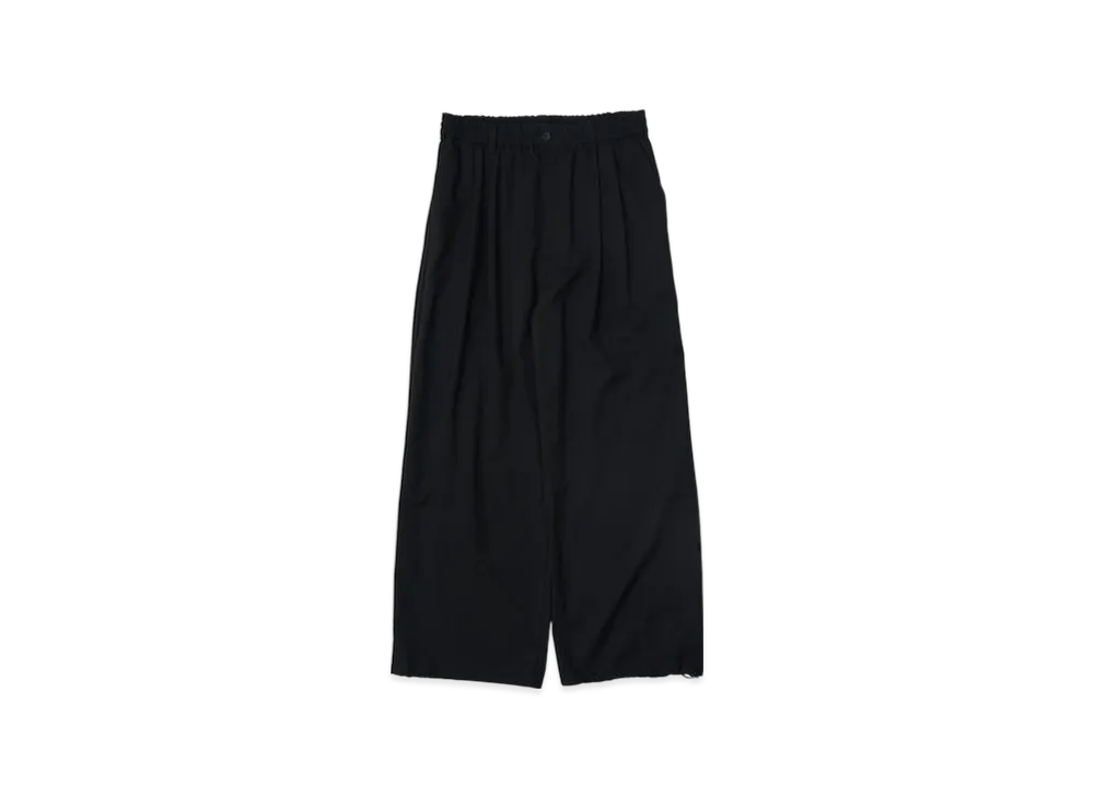YOKE Wool Washer Tropical 2Tuck Easy Wide Trousers "Black"