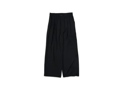 YOKE Wool Washer Tropical 2Tuck Easy Wide Trousers "Black"