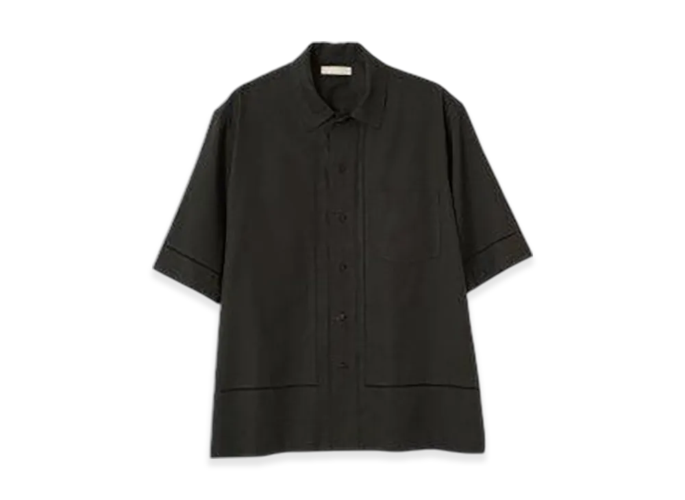 YOKE Embroidery Open Collar Shirt "Black"