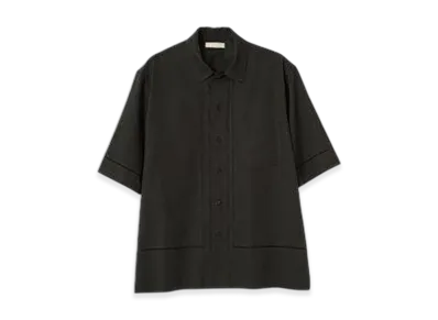 YOKE Embroidery Open Collar Shirt "Black"