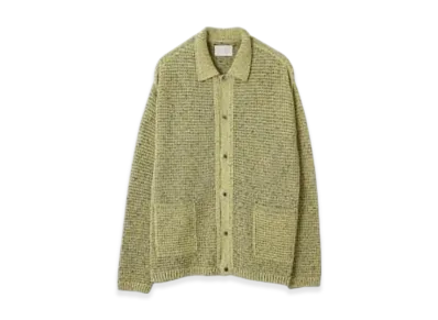 YOKE Mesh Knitted Buttoned Cardigan "Yellow"