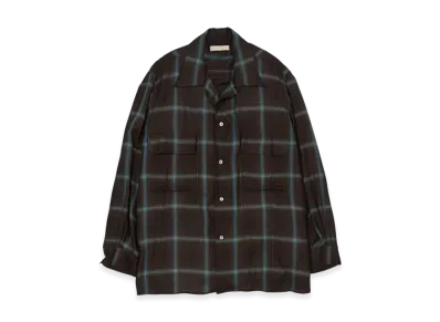 YOKE Rayon Wool Ombre Plaid Wpocket Shirt "Brown"