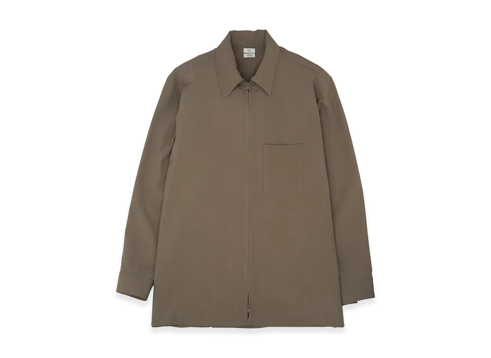 YOKE Wool Washer Tropical Zip Shirt "Sand Beige"