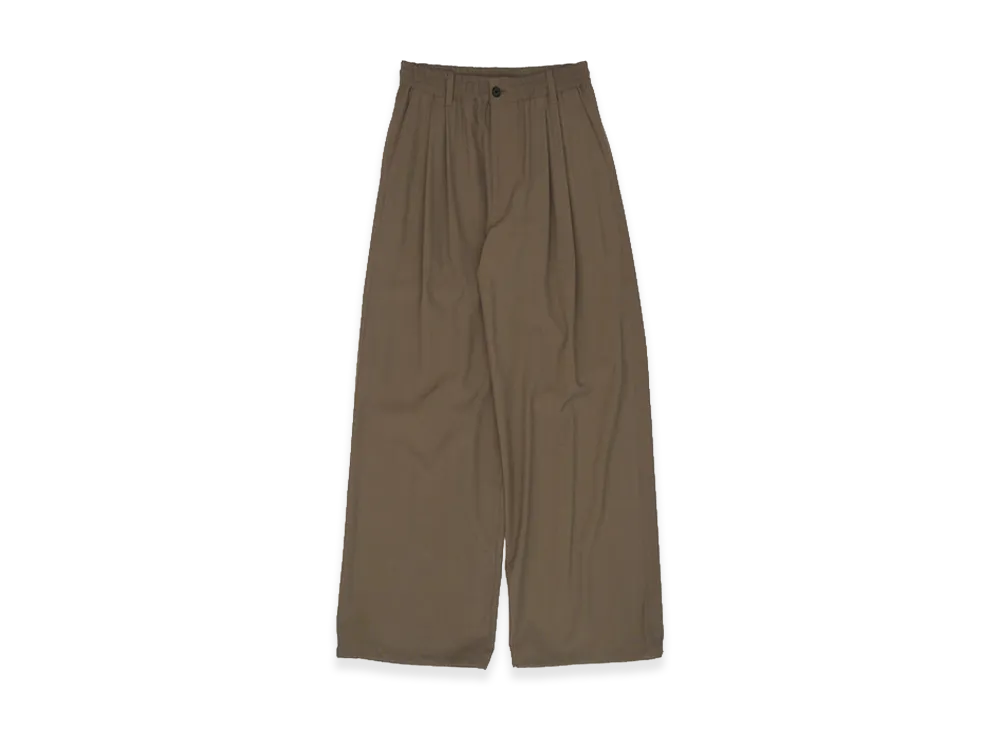 YOKE Wool Washer Tropical 2Pleated Easy Trousers "Sand Beige"