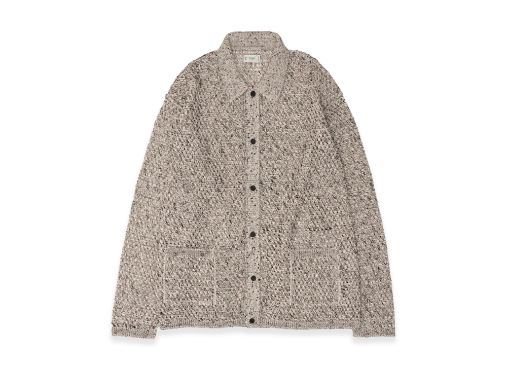 YOKE Cotton Mesh Knit Shirt Cardigan "White"