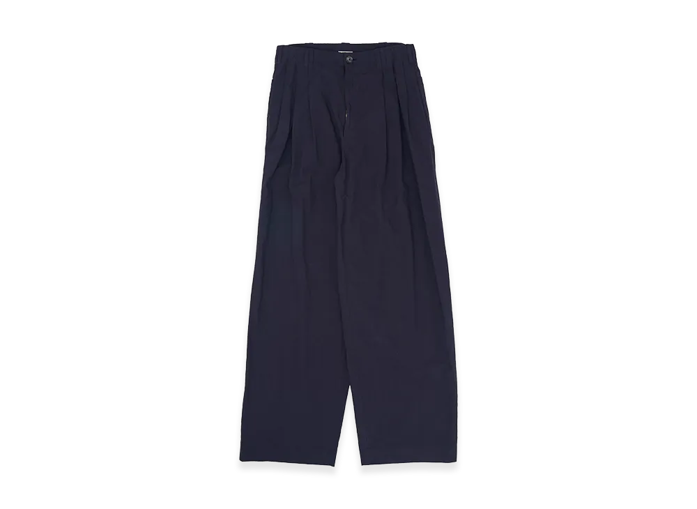 YOKE Cotton Typewriter Garment-dyed 3Pleated Tapered Trousers "Navy"