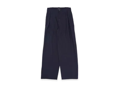 YOKE Cotton Typewriter Garment-dyed 3Pleated Tapered Trousers "Navy"