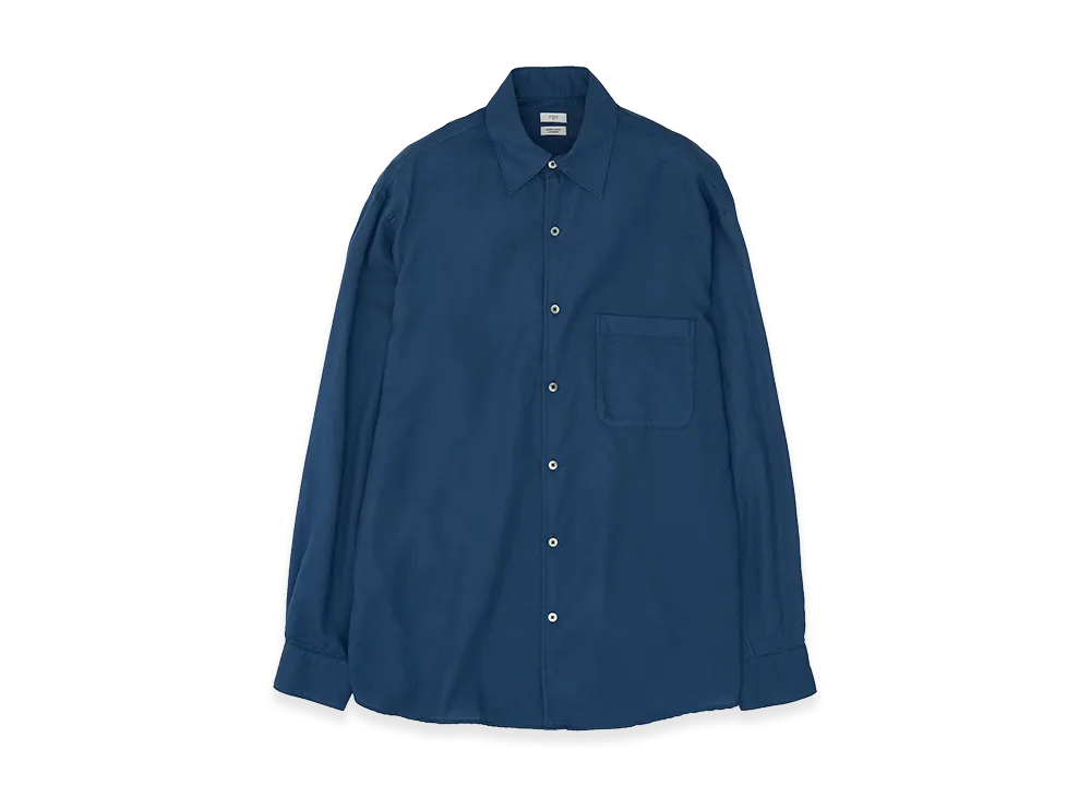 YOKE Cotton Silk Twill Garment-dyed Loosed Shirt "Blue"