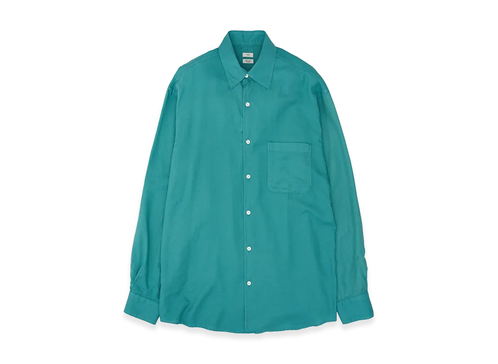 YOKE Cotton Silk Twill Garment-dyed Loosed Shirt "Green"