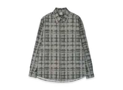 YOKE Plaid Cotton Typewriter Loose Fit Shirt "Gray"