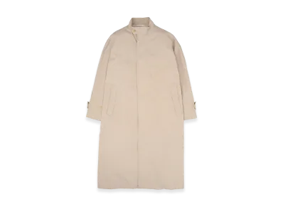 YOKE Cotton Nylon Vintage Twill Stand Collar Over Coat "Off Beige"