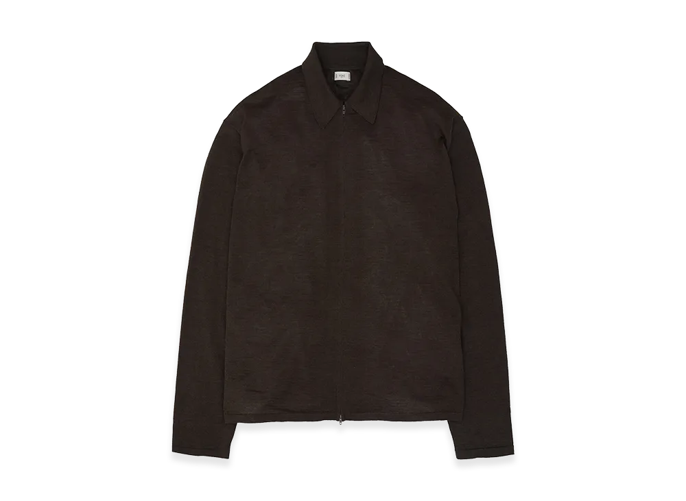 YOKE Ramie Wool Zip Knit Shirt "Brown"