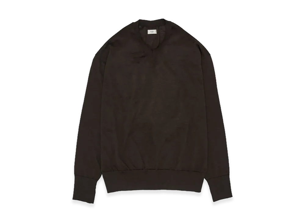 YOKE Ramie Wool V-neck Sweater "Brown"