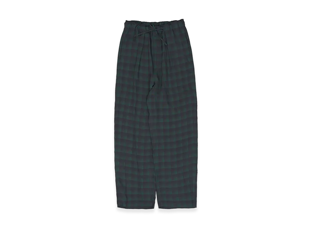 YOKE Rayon Acetate Jacqard Plaid 1Pleated Easy Pants "Green"