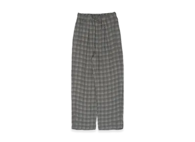 YOKE Rayon Acetate Jacqard Plaid 1Pleated Easy Pants "Gray"