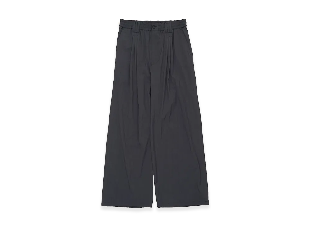 YOKE Silk Nylon 3Pleated Wide-Leg Easy Pants "Fog Navy"