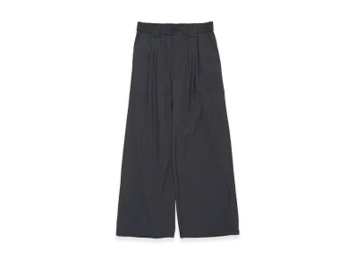 YOKE Silk Nylon 3Pleated Wide-Leg Easy Pants "Fog Navy"