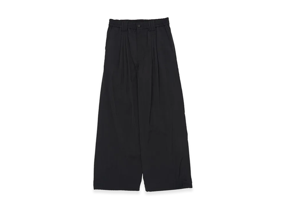 YOKE Silk Nylon 3Pleated Wide-Leg Easy Pants "Black"