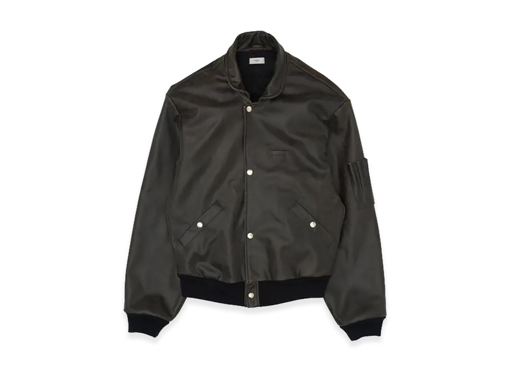 YOKE Cracked Leather Flight Jacket "Black"