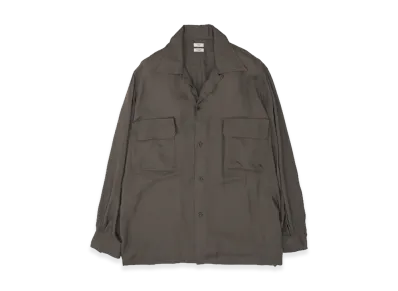 YOKE Modal Twill Double Pocket Open Collar Shirt "Charcoal"