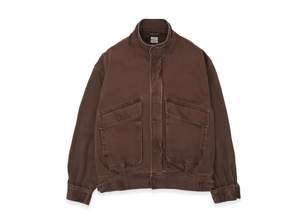 YOKE Suface Dyed Denim Stand Collar Blouson "Brown"