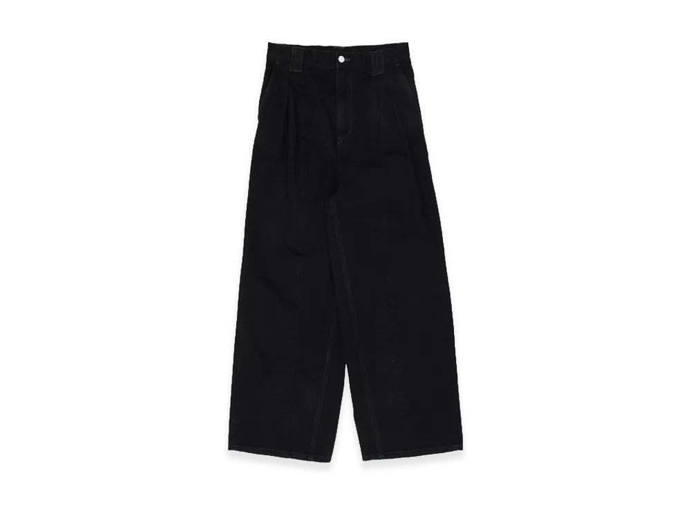 YOKE Denim 3pleated Wide-leg Trousers "Black"