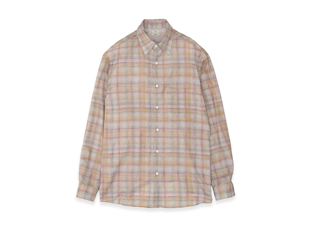 YOKE Printed Plaid Cotton Silk Twill Shirt "Orange"