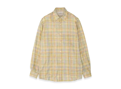 YOKE Printed Plaid Cotton Silk Twill Shirt "Yellow"