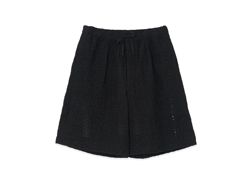 YOKE Embroidery Lyocell Ramie Lawn Easy Shorts "Black"