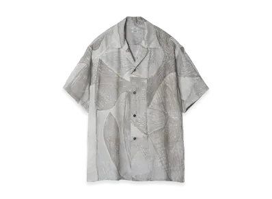 YOKE Printed Tencell Twill Open Collar Shirt "Grey"