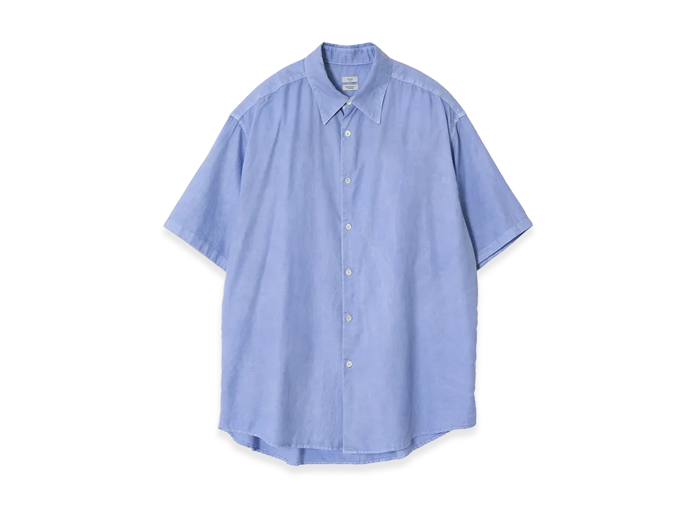 YOKE Cotton Silk Twill Garment-Dyed Loosed Shirt "Blue"