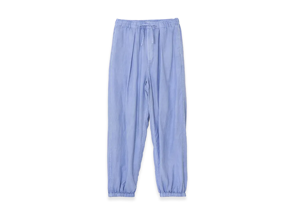 YOKE Cotton Silk Twill Garment-Dyed Easy Pants "Blue"