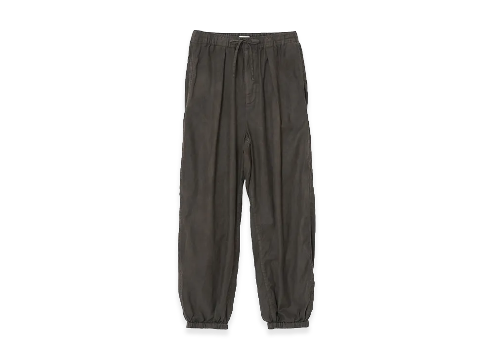 YOKE Cotton Silk Twill Garment-Dyed Easy Pants "Brown"